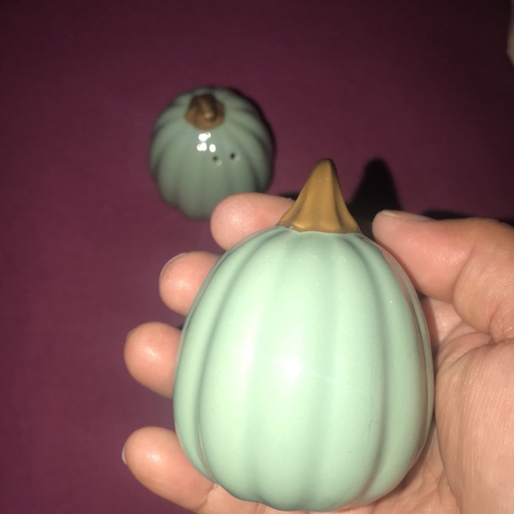 New in box sage color pumpkin salt shakers - Picture 4 of 7